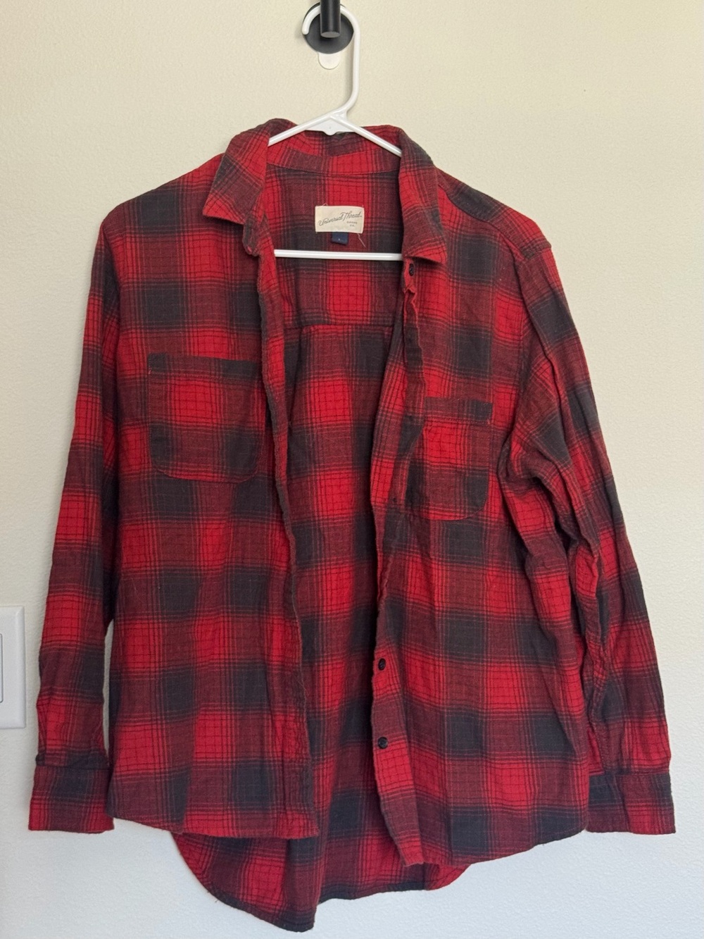 Universal Thread Red and Black Plaid Button-Down Shirt